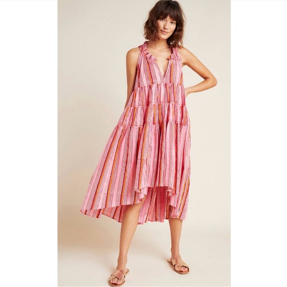 Ro’s Garden Sasha Ruffle Midi Dress Large - Picture 1 of 15